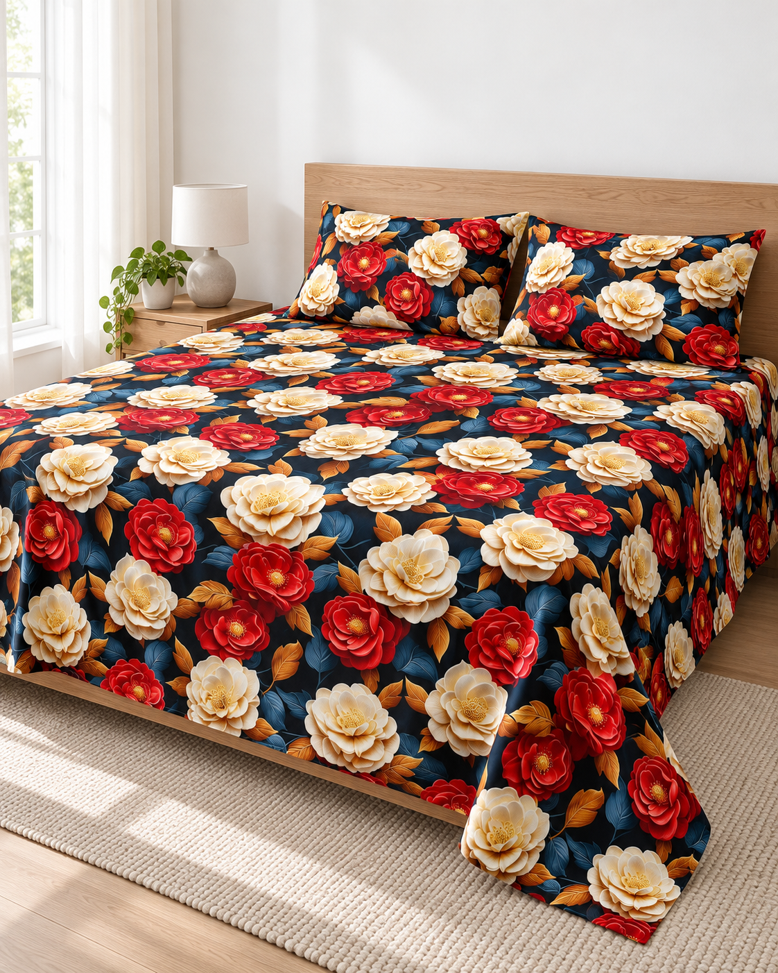 Ruby Ivory | Ultra HD Digital Printed Bedsheets - 004