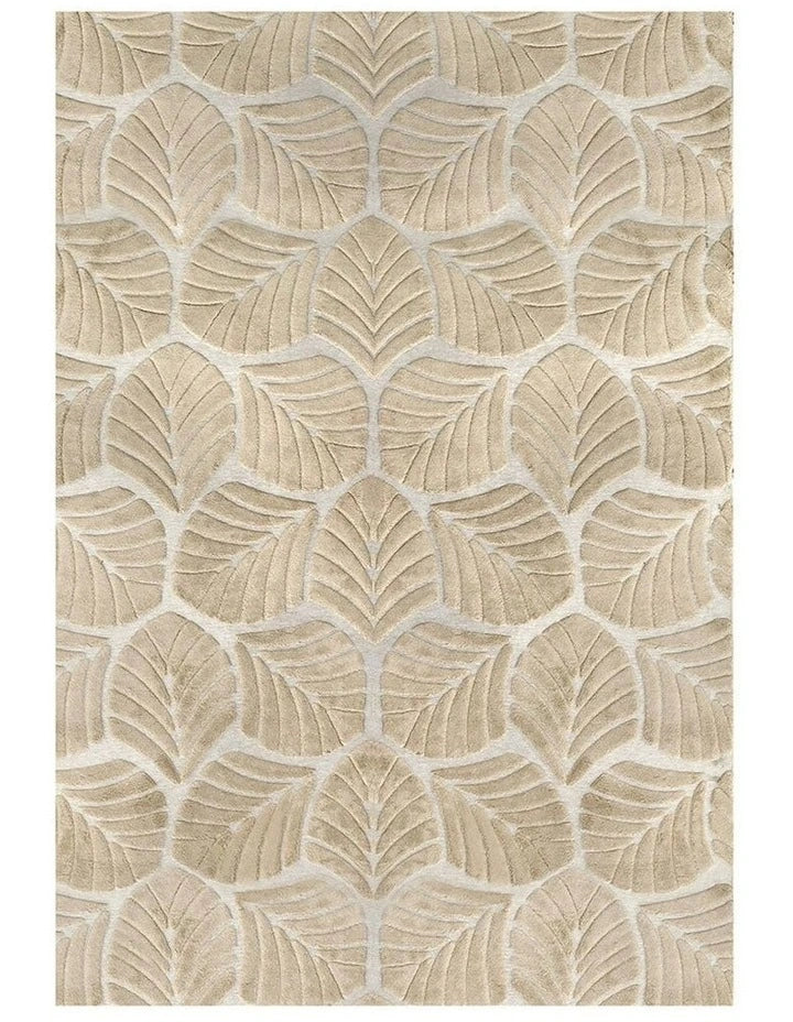Plush Shaggy Rugs Leaf Pattern
