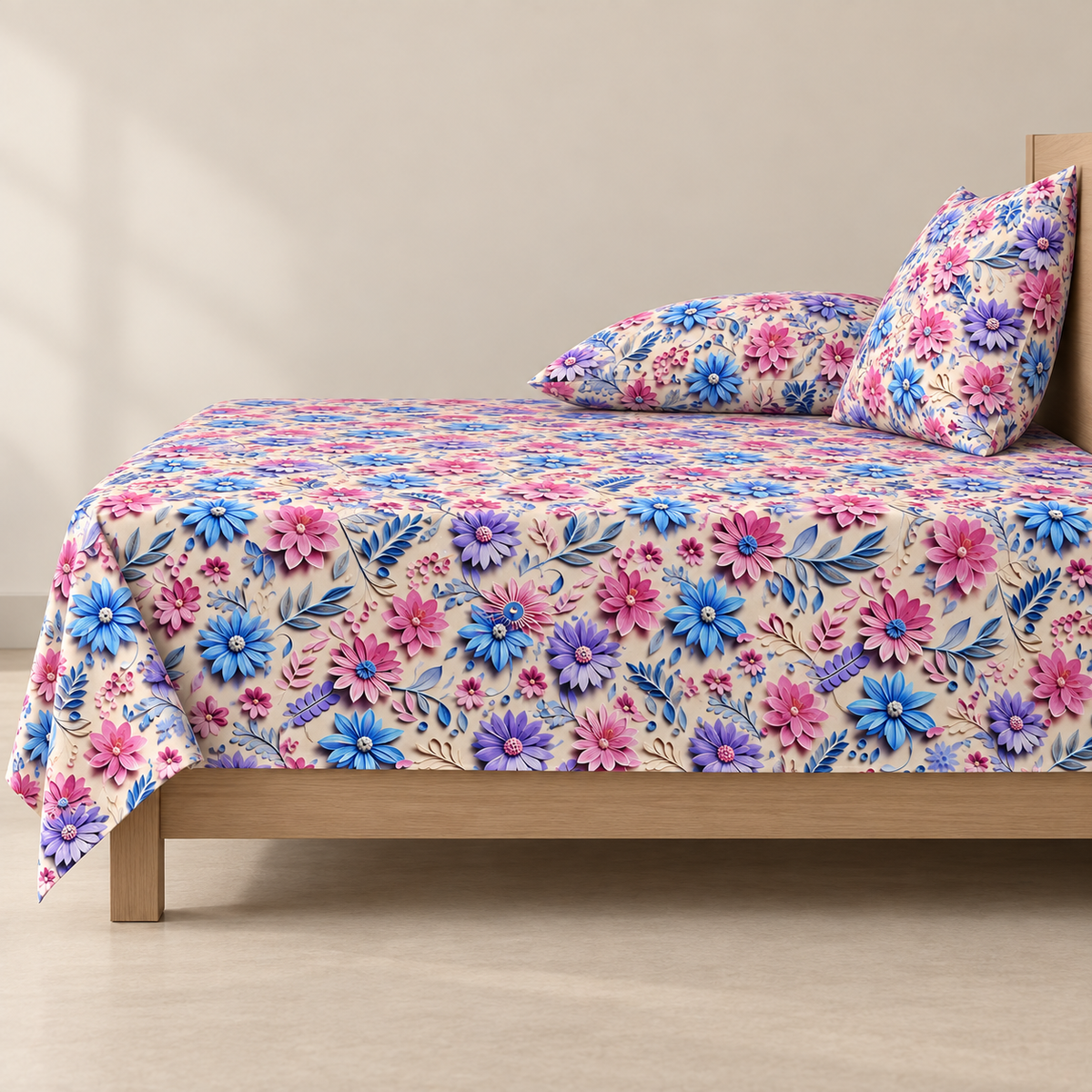 Blossom Haven | Ultra HD Digital Printed Bedsheets - 021