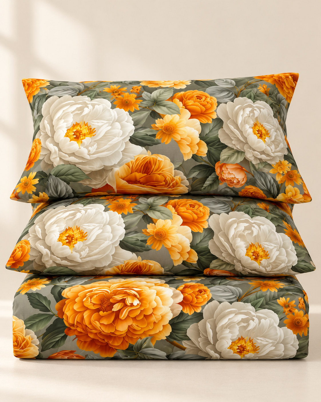 Marigold Mist | Ultra HD Digital Printed Bedsheets- 006