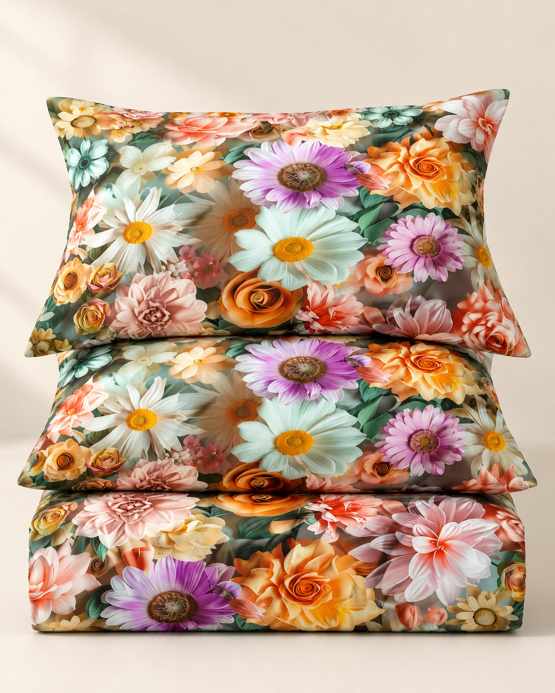 Golden Bouquet | Ultra HD Digital Printed Bedsheets - 011