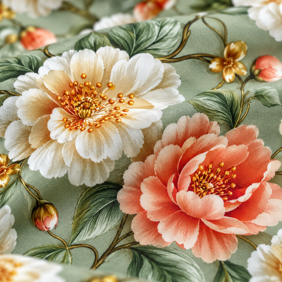 Sage Serenity | Ultra HD Digital Printed Bedsheets - 008