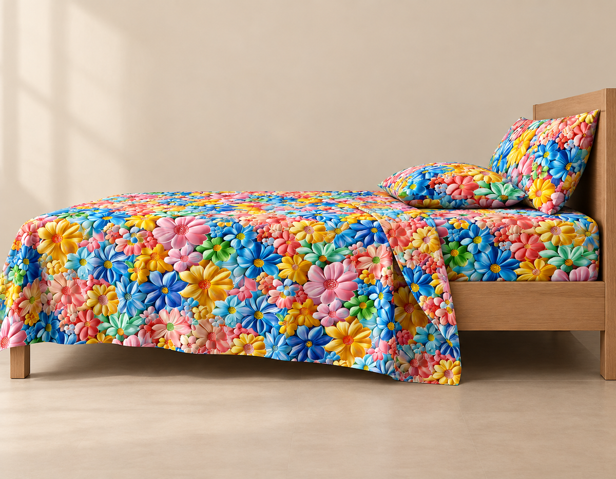 Rainbow Bloom | Ultra HD Digital Printed Bedsheets - 015