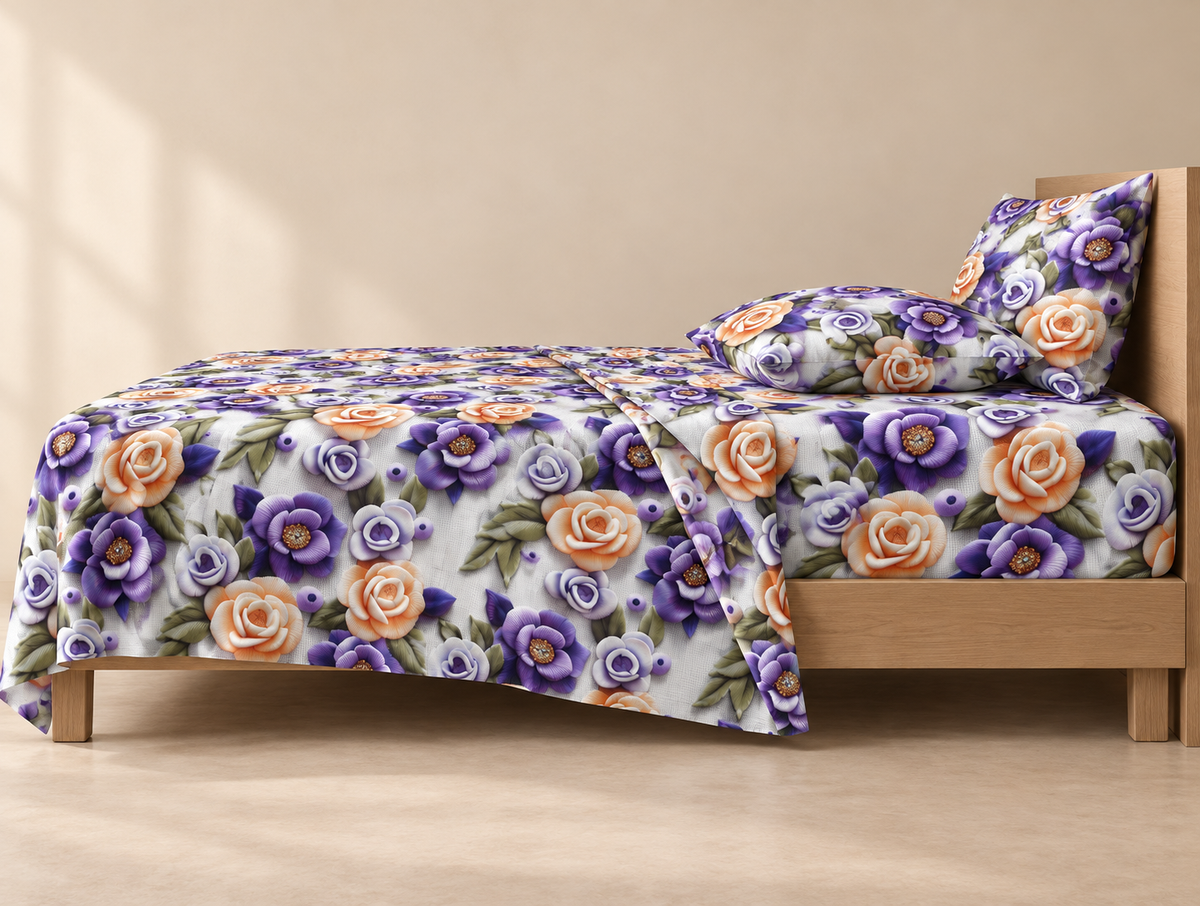 Amethyst Rose | Ultra HD Digital Printed Bedsheets - 010