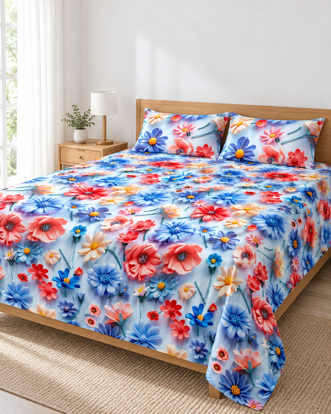 Cornflower Sky | Ultra HD Digital Printed Bedsheets - 003