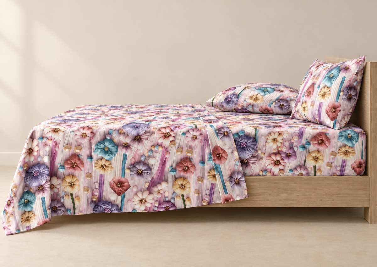 Pearl Blush | Ultra HD Digital Printed Bedsheets - 012