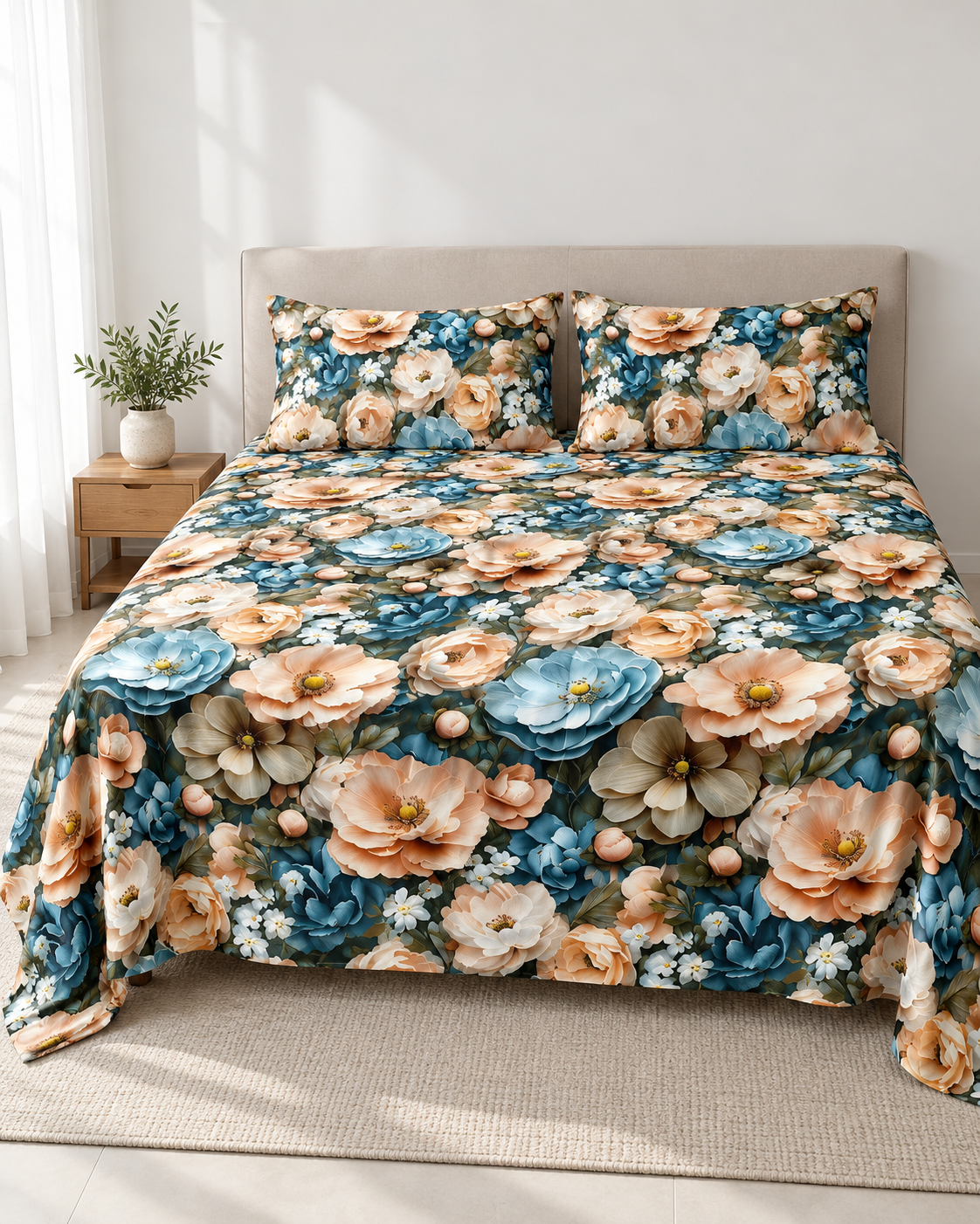 Apricot Dream | Ultra HD Digital Printed Bedsheets - 017
