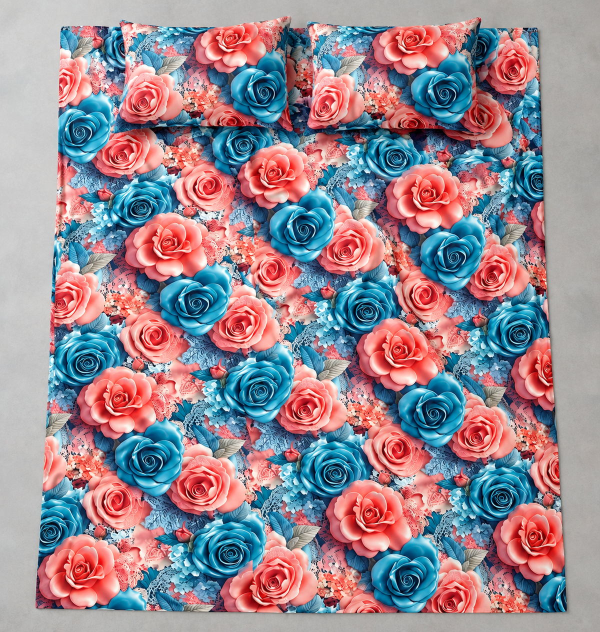Rose Lagoon | Ultra HD Digital Printed Bedsheets - 014