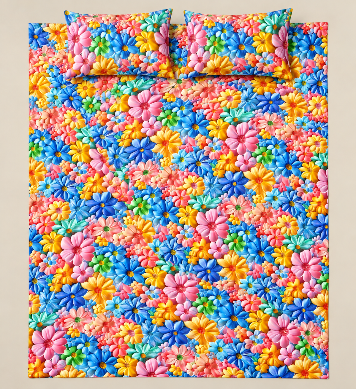 Rainbow Bloom | Ultra HD Digital Printed Bedsheets - 015