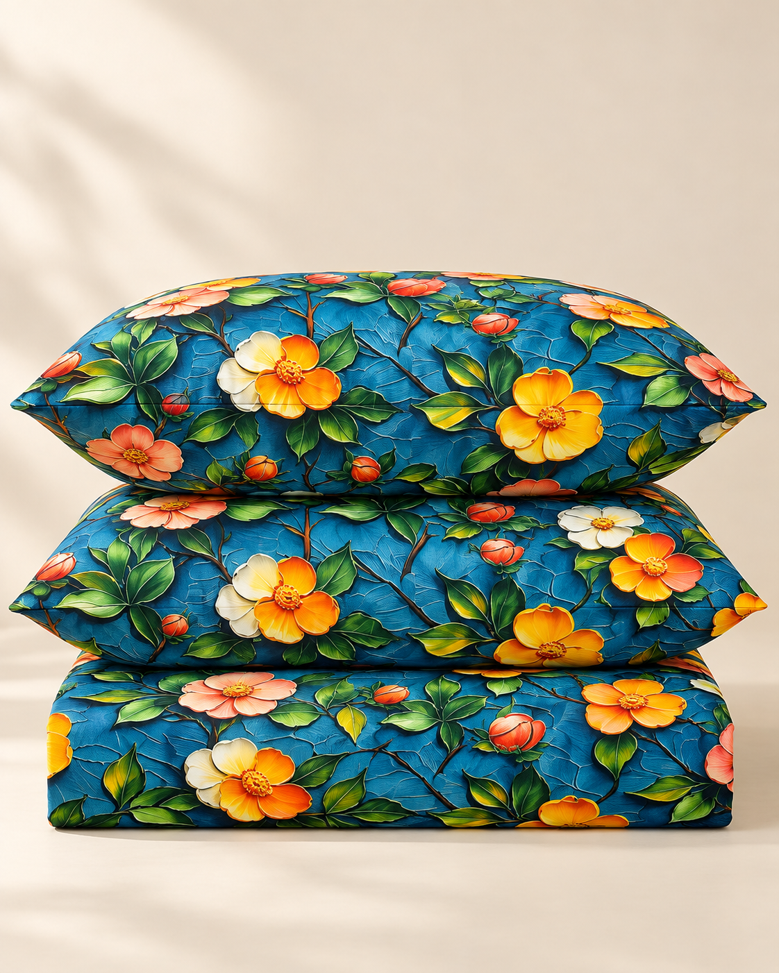 Citrus Bloom | Ultra HD Digital Printed Bedsheets - 018