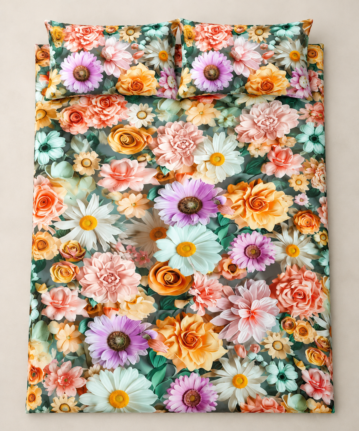 Golden Bouquet | Ultra HD Digital Printed Bedsheets - 011