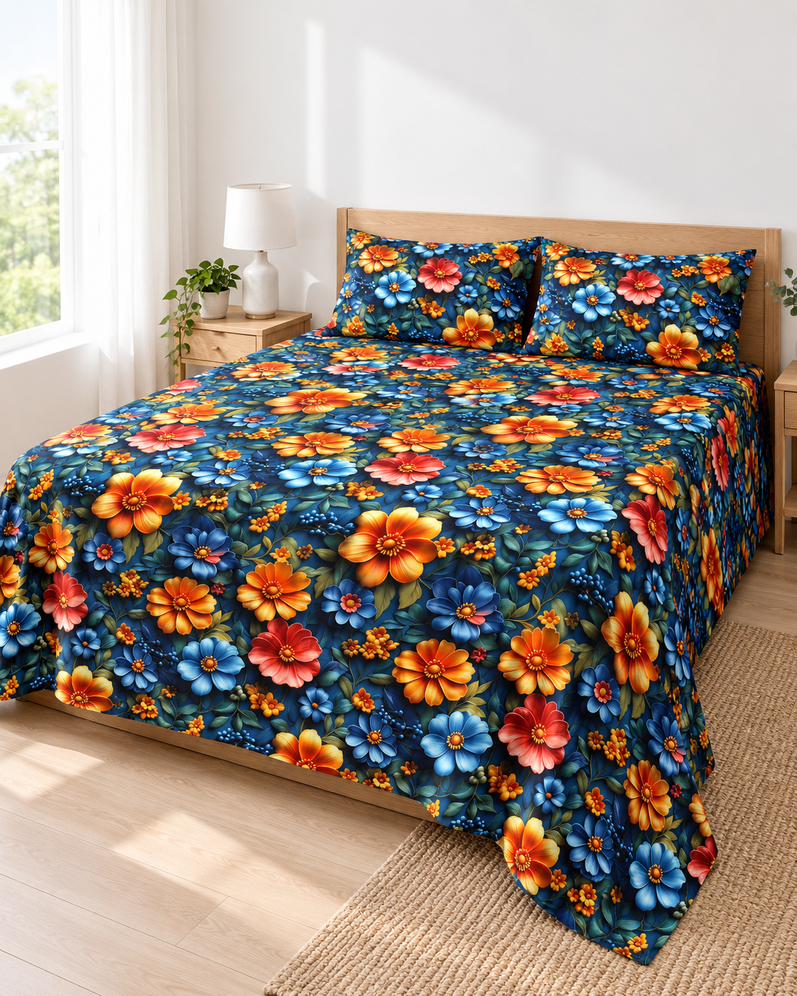 Sapphire Blaze | Ultra HD Digital Printed Bedsheets - 005