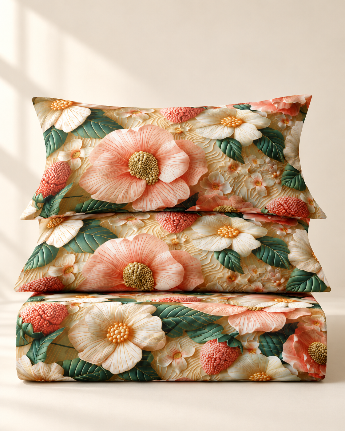Strawberry Cream | Ultra HD Digital Printed Bedsheets- 007