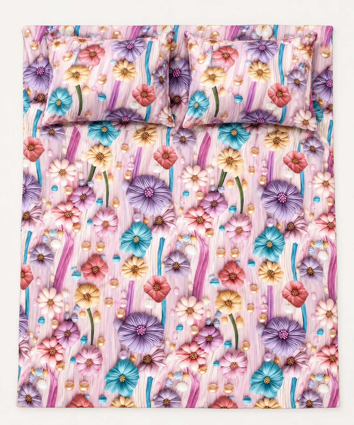 Pearl Blush | Ultra HD Digital Printed Bedsheets - 012