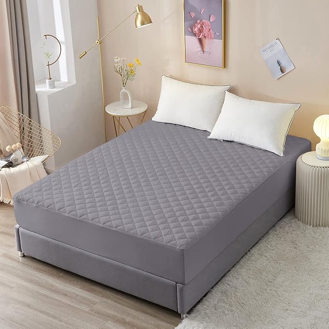 Quilted Waterproof Mattress Protector- Grey