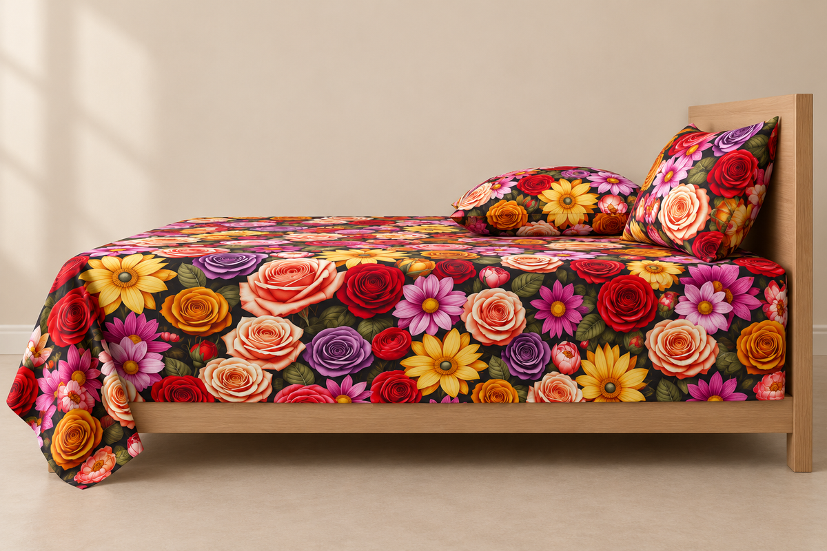 Crimson Carnival | Ultra HD Digital Printed Bedsheets - 009