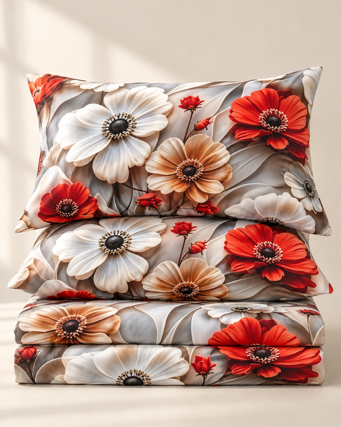 Scarlet Bloom | Ultra HD Digital Printed Bedsheets - 001