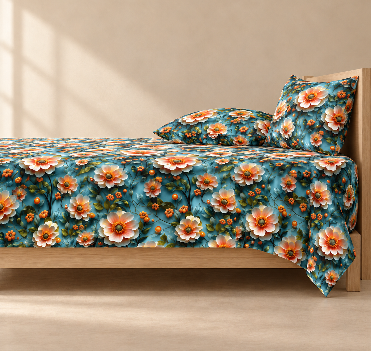 Sunset Garden | Ultra HD Digital Printed Bedsheets - 020