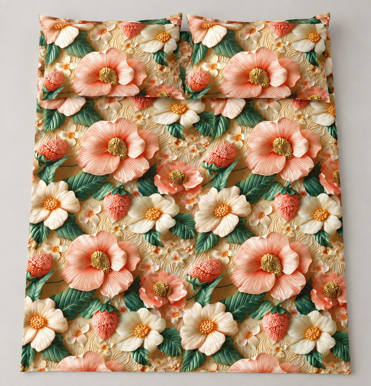 Strawberry Cream | Ultra HD Digital Printed Bedsheets- 007