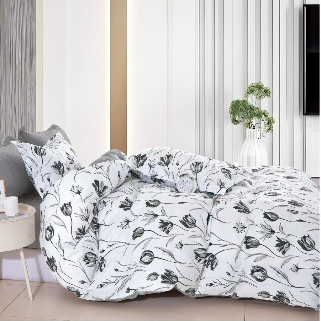 Noir Petals - Quilt Cover Sets - 6Pcs