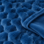 Royal Blue Honeycomb Premium Shaggy Comforter Set (4 Pcs)