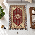 Carnelian – Luxury Velvet Rug, Red & Cream Tribal Design (LVT-405)