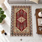 Carnelian – Luxury Velvet Rug, Red & Cream Tribal Design (LVT-405)