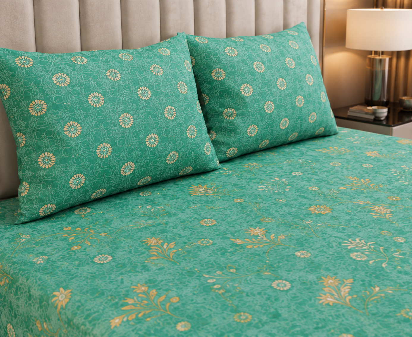 Turquoise Bloom- Bedsheet