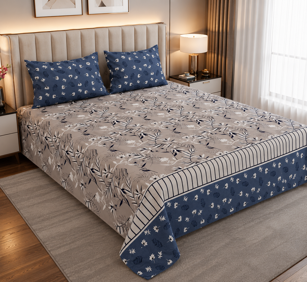 Blue Beige- Bedsheet