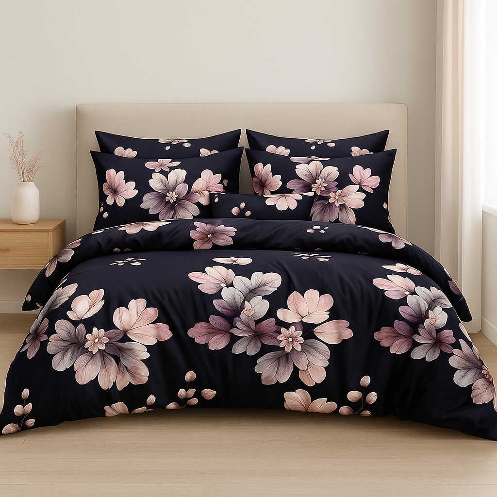 Midnight Bloom - Quilt Cover Sets - 6Pcs