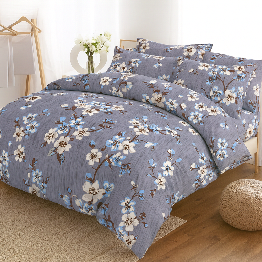 Grey Blossom - Quilt Cover Sets - 6Pcs