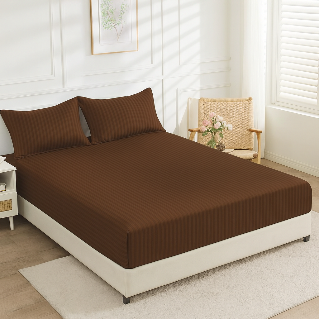 Walnut Stripe - Fitted Sheet