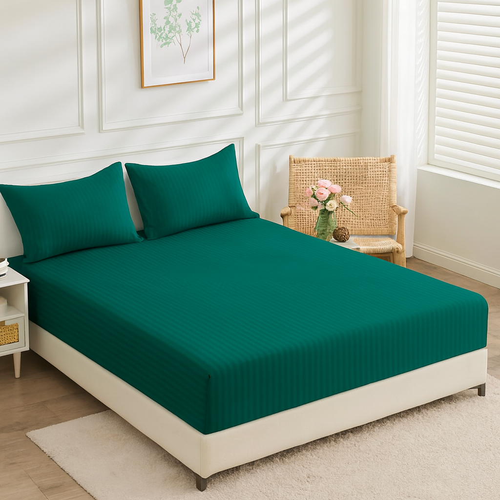 Teal Stripe - Fitted Sheet