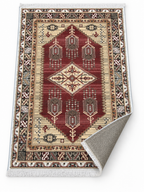 Carnelian – Luxury Velvet Rug, Red & Cream Tribal Design (LVT-405)