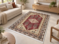 Carnelian – Luxury Velvet Rug, Red & Cream Tribal Design (LVT-405)