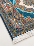 Lagoon – Luxury Velvet Rug, Teal & Ivory Traditional Design (LVT-406)