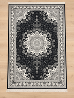 Diamond – Luxury Velvet Rug, Black & White Traditional Design (LVT-401)
