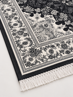 Diamond – Luxury Velvet Rug, Black & White Traditional Design (LVT-401)