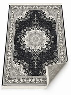 Diamond – Luxury Velvet Rug, Black & White Traditional Design (LVT-401)
