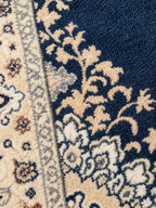 Nilam Mahal – Luxury Velvet Rug, Navy & Cream Traditional Design (LVT-404)