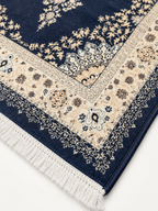 Nilam Mahal – Luxury Velvet Rug, Navy & Cream Traditional Design (LVT-404)