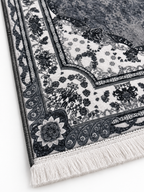 Slate – Luxury Velvet Rug, Grey & Ivory Traditional Design (LVT-408)