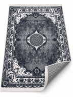 Slate – Luxury Velvet Rug, Grey & Ivory Traditional Design (LVT-408)