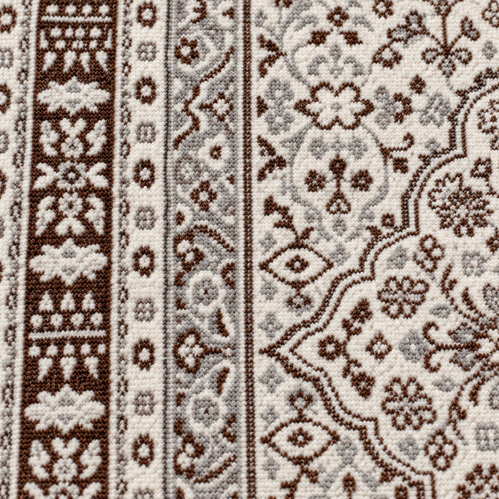 Truffle– Luxury Velvet Rug, Grey & Brown Traditional Design (LVT-407)