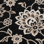 Raven– Luxury Velvet Rug, Black & Ivory Traditional Design (LVT-409)