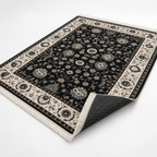 Raven– Luxury Velvet Rug, Black & Ivory Traditional Design (LVT-409)