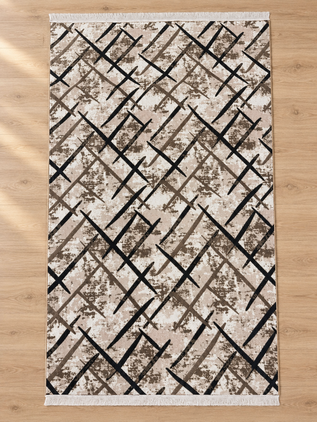 Jasper – Luxury Velvet Rug, Beige & Black Modern Design (LVB-310)