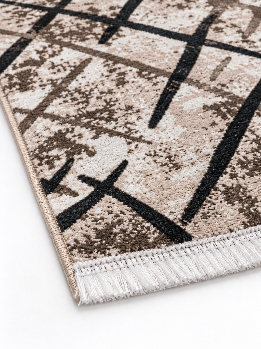 Jasper – Luxury Velvet Rug, Beige & Black Modern Design (LVB-310)