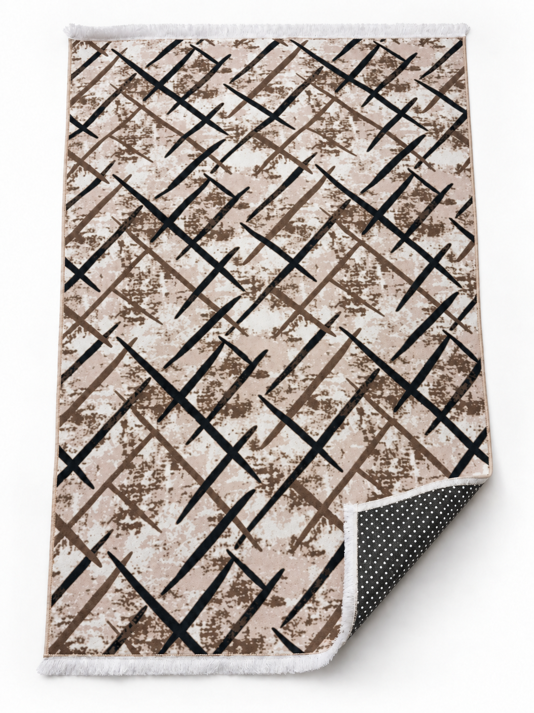 Jasper – Luxury Velvet Rug, Beige & Black Modern Design (LVB-310)