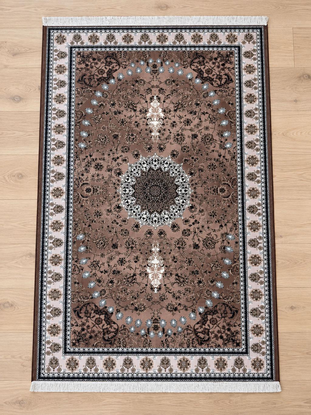 Quartz – Luxury Velvet Rug, Mocha Brown & Champagne (LVB-307)